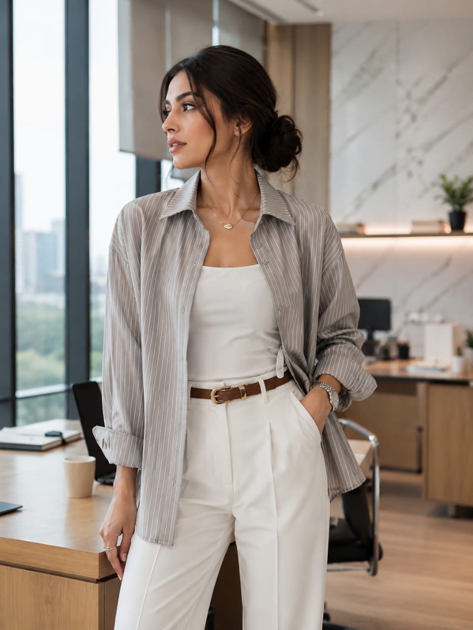 GREY STRIPED SHIRT